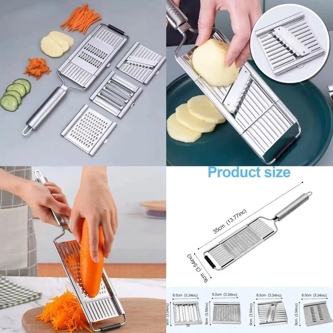 4-in-1 Stainless Steel Mandoline Slicer & Vegetable Grater – Multi-Blade Kitchen Cutter