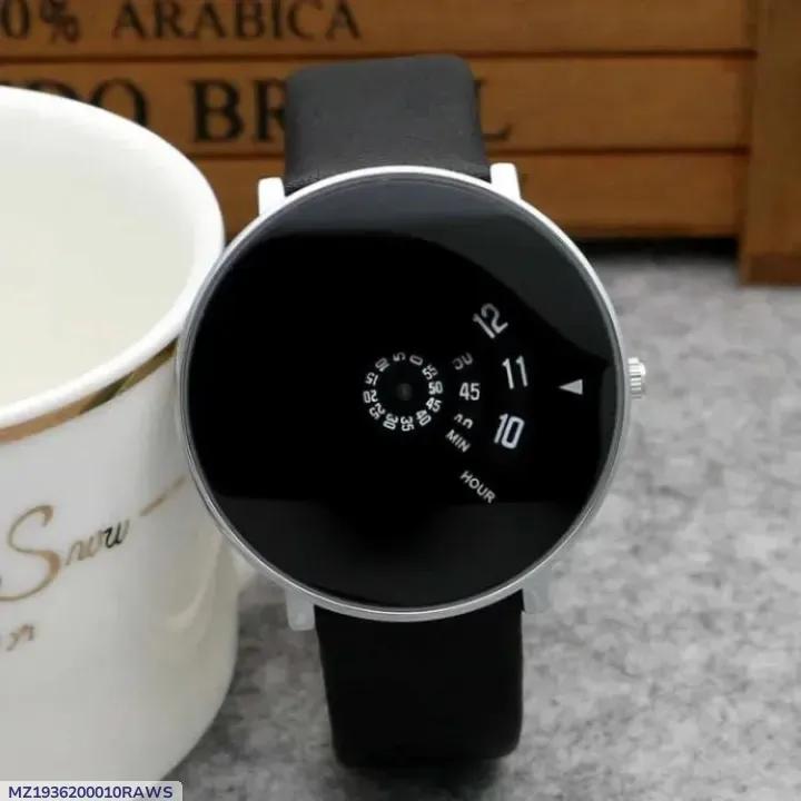 Men’s & Women’s Black Leather Strap Classic Analogue Watch