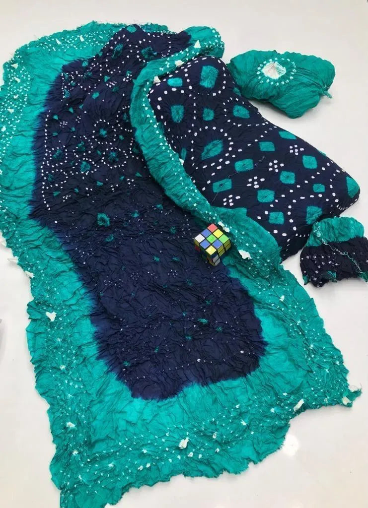 Elegant Teal & Navy Blue Embroidered 3-Piece Women’s Suit with Printed Dupatta